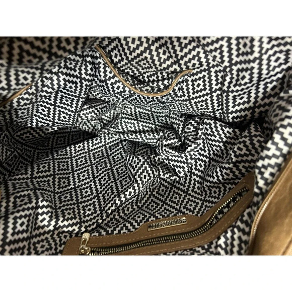 Sasha+Sofi Distressed Hobo Purse Vegan Leather in Tobacco With Stitching Detail - Picture 8 of 12